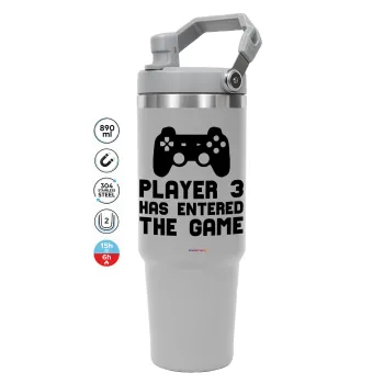 Player 3 has entered the Game, GREY color, 890ml (30oz) stainless Steel Tumbler with Handle