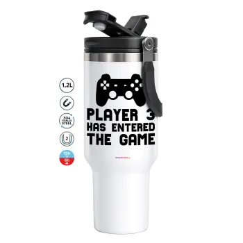 Player 3 has entered the Game, Mega Stainless steel Tumbler with lid, double wall 1,2L