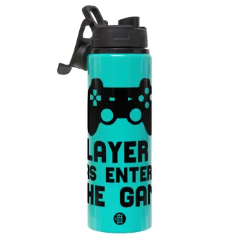Player 3 has entered the Game, Μεταλλικό παγούρι νερού με καπάκι ασφαλείας, αλουμινίου 850ml