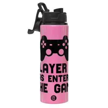 Player 3 has entered the Game, Μεταλλικό παγούρι νερού με καπάκι ασφαλείας, αλουμινίου 850ml