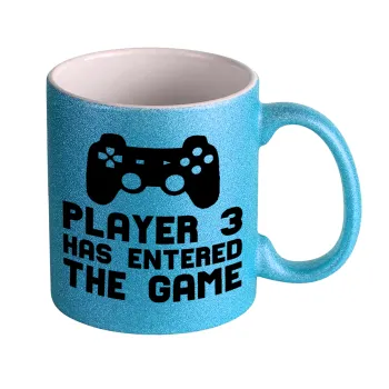 Player 3 has entered the Game, Κούπα Σιέλ Glitter που γυαλίζει, κεραμική, 330ml