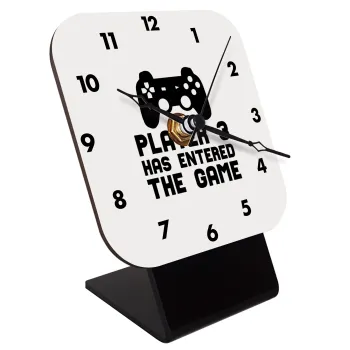 Player 3 has entered the Game, Quartz Wooden table clock with hands (10cm)