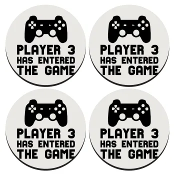 Player 3 has entered the Game, SET of 4 round wooden coasters (9cm)