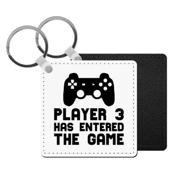 Player 3 has entered the Game, Μπρελόκ Δερματίνη, τετράγωνο ΜΑΥΡΟ (5x5cm)