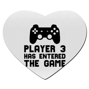 Player 3 has entered the Game, Mousepad heart 23x20cm