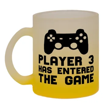 Player 3 has entered the Game, Κούπα γυάλινη δίχρωμη με βάση το κίτρινο ματ, 330ml