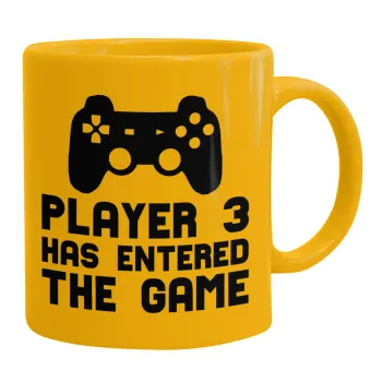 Player 3 has entered the Game, Ceramic coffee mug yellow, 330ml