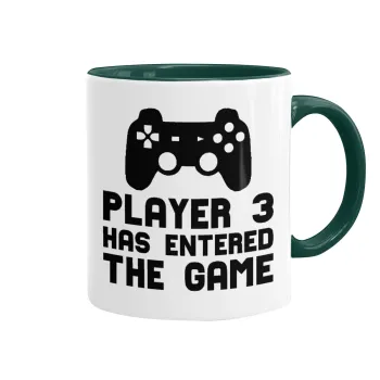 Player 3 has entered the Game, Mug colored green, ceramic, 330ml
