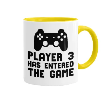 Player 3 has entered the Game, Mug colored yellow, ceramic, 330ml