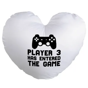 Player 3 has entered the Game, Μαξιλάρι καναπέ καρδιά 40x40cm περιέχεται το  γέμισμα