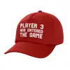 Adult Baseball Cap, 100% Cotton, Red (COTTON, ADULT, UNISEX, ONE SIZE)