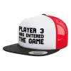 Adult Foam Flat Snapback with Mesh Black-White-Red (POLYESTER, ADULT, UNISEX, ONE SIZE)