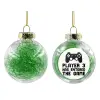 Στολίδι Χριστουγεννιάτικη μπάλα δένδρου διάφανη με πράσινο γέμισμα 8cm