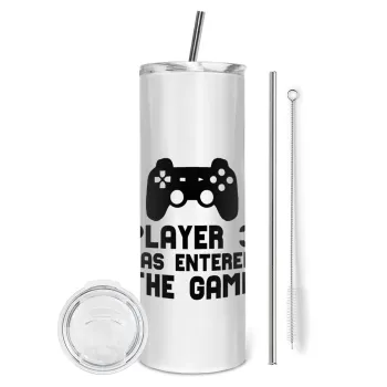 Player 3 has entered the Game, Tumbler stainless steel 600ml, with metal straw & cleaning brush