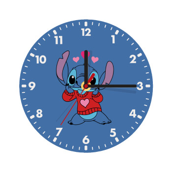 Stitch heart, Ρολόι τοίχου ξύλινο (20cm)