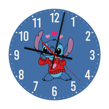 Stitch heart, Ρολόι τοίχου ξύλινο (30cm)