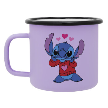 Stitch heart, Κούπα Μεταλλική εμαγιέ ΜΑΤ Light Pastel Purple 360ml