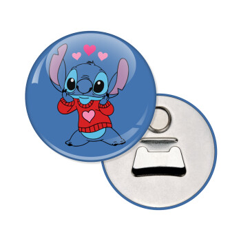 Stitch heart, Μαγνητάκι και ανοιχτήρι μπύρας στρογγυλό διάστασης 5,9cm