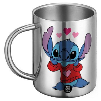 Stitch heart, BIG Mug Stainless steel double wall (450ml)