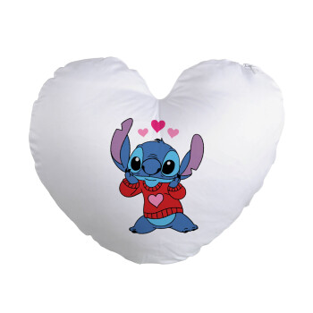 Stitch heart, Μαξιλάρι καναπέ καρδιά 40x40cm περιέχεται το  γέμισμα