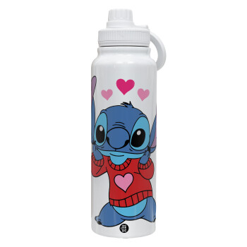 Stitch heart, 1L Stainless Steel Thermal Bottle with Phone Holder & Double Wall Insulation