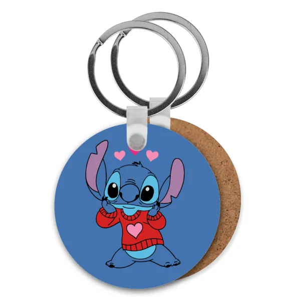 Stitch heart — Ξύλινο στρογγυλό