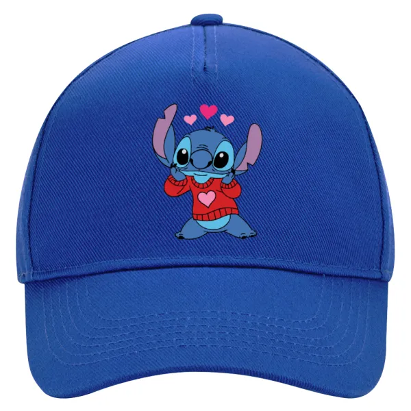 Stitch heart — Ultimate Adult Hat BLUE, (100% COTTON DRILL, ADULT, UNISEX, ONE SIZE)