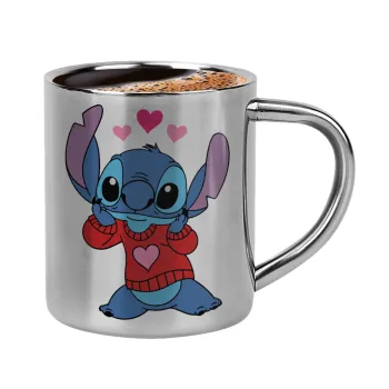 Stitch heart, Κουπάκι μεταλλικό διπλού τοιχώματος για espresso (220ml)