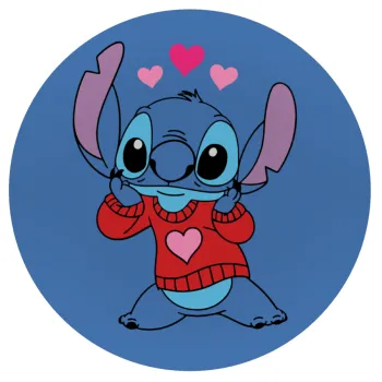 Stitch heart, Mousepad Round 20cm