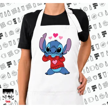 Stitch heart, Ποδιά μακριά Σεφ ολόσωμη με τσέπες white (ΕΝΗΛΙΚΩΝ)