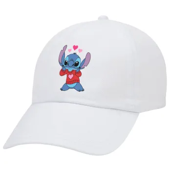 Stitch heart, Καπέλο Ενηλίκων Baseball Λευκό 5-φύλλο (POLYESTER, ΕΝΗΛΙΚΩΝ, UNISEX, ONE SIZE)