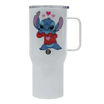 Stitch heart, Mega Stainless steel Tumbler with lid, double wall 750L
