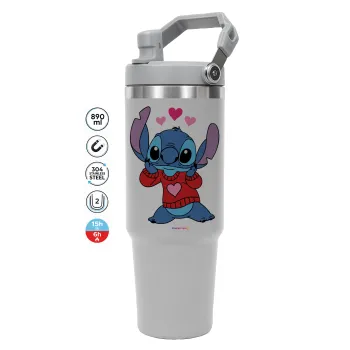 Stitch heart, GREY color, 890ml (30oz) stainless Steel Tumbler with Handle