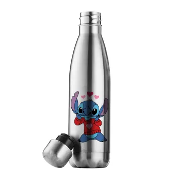 Stitch heart, Inox (Stainless steel) double-walled metal mug, 500ml