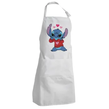 Stitch heart, Ποδιά Σεφ Ολόσωμη Ενήλικων (με ρυθμιστικά και 2 τσέπες)