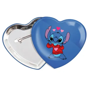 Stitch heart, Κονκάρδα παραμάνα καρδιά (57x52mm)