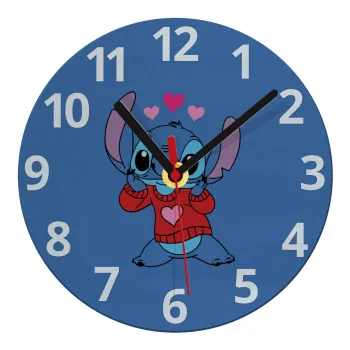 Stitch heart, Ρολόι τοίχου γυάλινο (20cm)