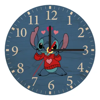 Stitch heart, Ρολόι τοίχου ξύλινο plywood (20cm)