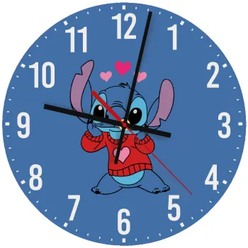 Stitch heart, Ρολόι τοίχου ξύλινο (30cm)