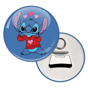 Stitch heart, Μαγνητάκι και ανοιχτήρι μπύρας στρογγυλό διάστασης 5,9cm