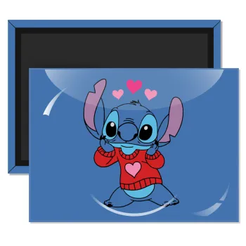 Stitch heart, Ορθογώνιο μαγνητάκι ψυγείου διάστασης 9x6cm
