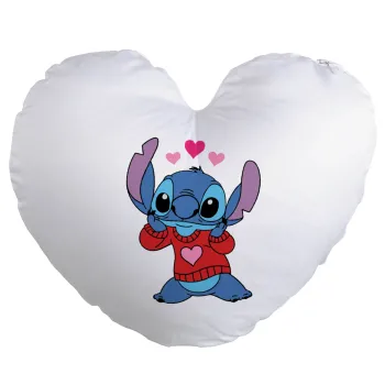 Stitch heart, Μαξιλάρι καναπέ καρδιά 40x40cm περιέχεται το  γέμισμα