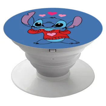 Stitch heart, Phone Holders Stand  White Hand-held Mobile Phone Holder