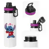 Metallic water bottle with safety lid, 850ml aluminum