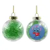 Transparent Christmas tree ball ornament with green filling 8cm
