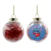 Transparent Christmas tree ball ornament with red filling 8cm