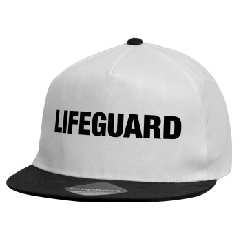 Lifeguard, Καπέλο παιδικό Flat Snapback, Λευκό (100% ΒΑΜΒΑΚΕΡΟ, ΠΑΙΔΙΚΟ, UNISEX, ONE SIZE)