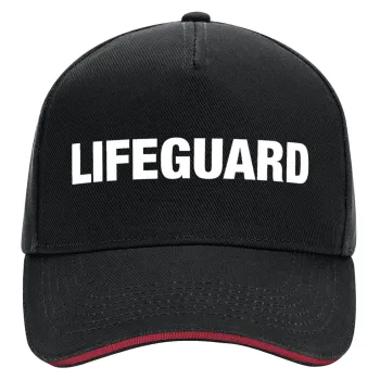 Lifeguard, DRILL Adult Ultimate Hat BLACK/RED, (100% COTTON, ADULT, UNISEX, ONE SIZE)