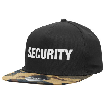 Security, Καπέλο Ενηλίκων Flat Snapback Μαύρο/Παραλαγή, (100% ΒΑΜΒΑΚΕΡΟ, ΕΝΗΛΙΚΩΝ, UNISEX, ONE SIZE)