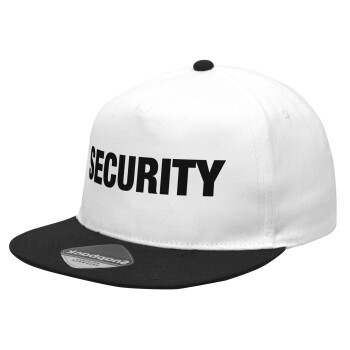 Security, Καπέλο Ενηλίκων Flat Snapback Λευκό/Μαύρο, (POLYESTER, ΕΝΗΛΙΚΩΝ, UNISEX, ONE SIZE)